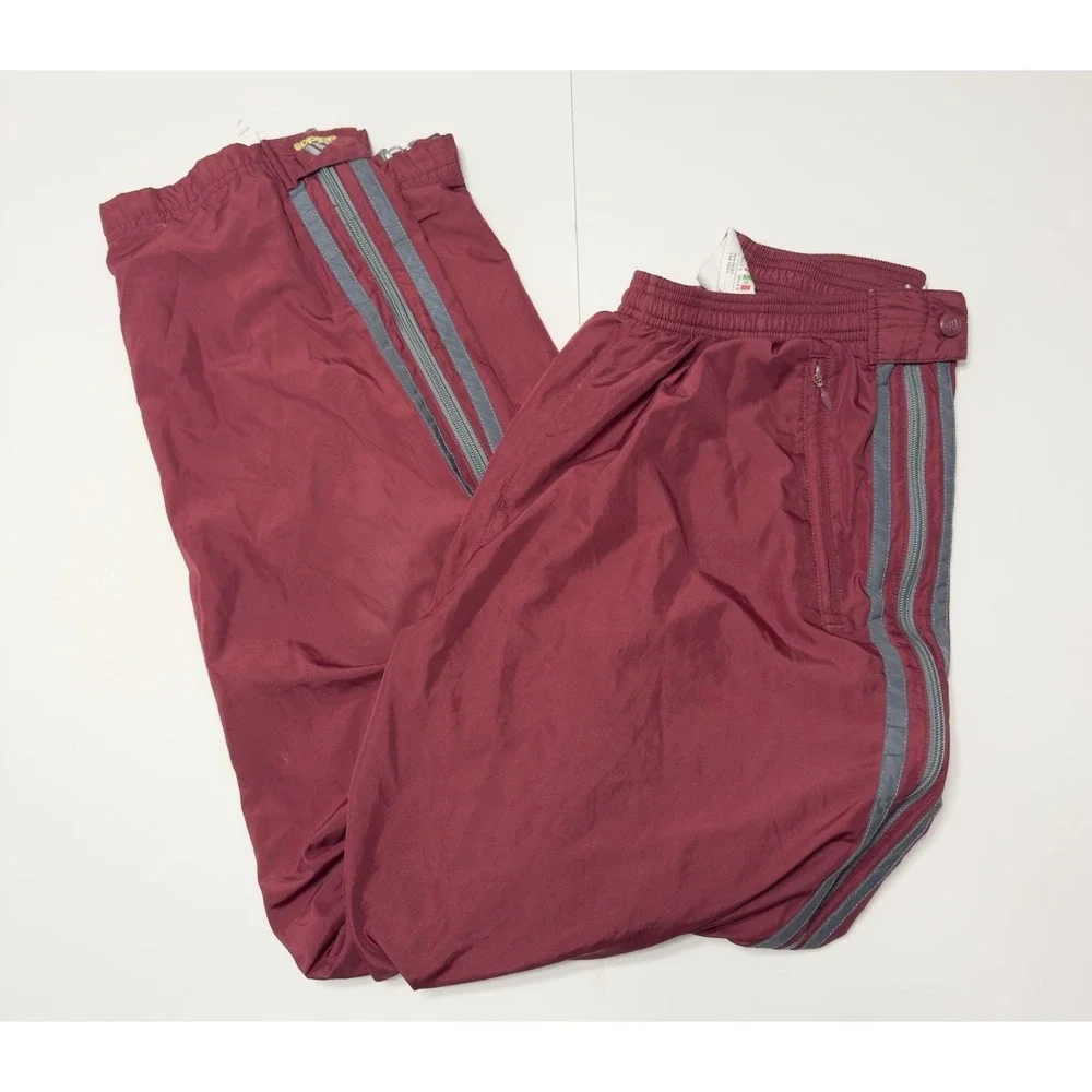 Vtg 90s Adidas Men's Track Pants Baggy 3 Stripe Windbreaker Nylon Sz L Flag Tag
